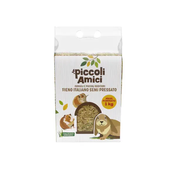 Piccoli Amici Fieno Italiano Semi Pressato per Conigli e Piccoli Roditori 1 kg - Mangime per conigli