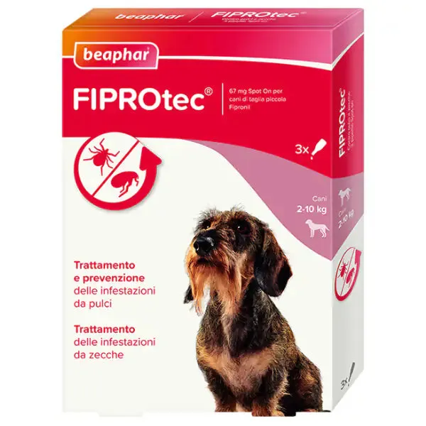 Beaphar Fiprotec Spot On per cani 3 pipette peso 2-10 kg - Antiparassitario per cani