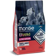 Monge BWild Low Grain Puppy & Junior All Breeds Cervo 12 kg - Croccantini per cani