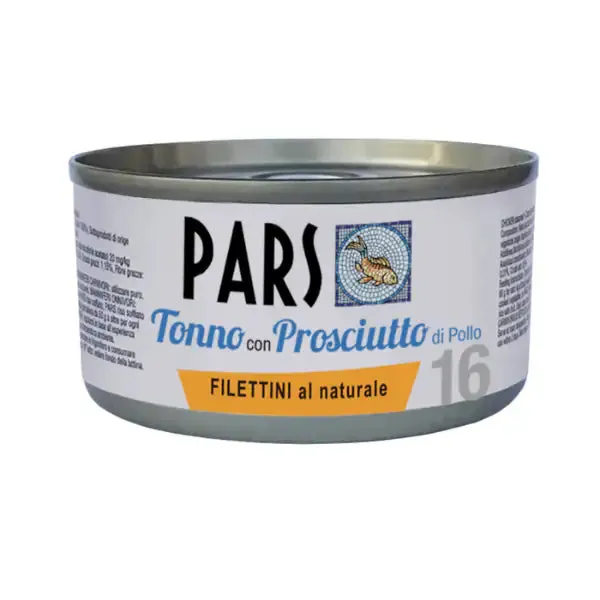 Dieta Pars Umido Filettini al naturale 85 gr Tonno con prosciutto di pollo - confezione da 24 pezzi - Dieta veterinaria per cani