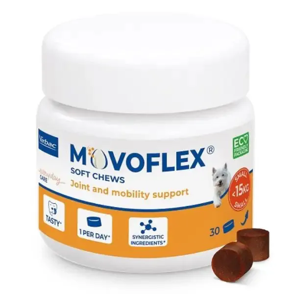 Virbac Movoflex Soft Supporto articolare Chews per cani 30 Compresse peso inferiore a 15 kg - Integratori per cani
