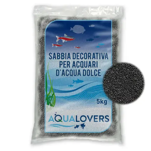 Sabbia decorativa per acquari d'acqua dolce Quarzo Aqualovers Nero 5 kg