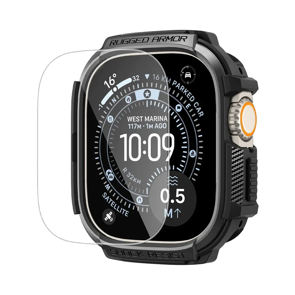 Custodia Spigen Rugged Armor con protezione per schermo per Apple Watch Ultra Series, Nera ACS11414