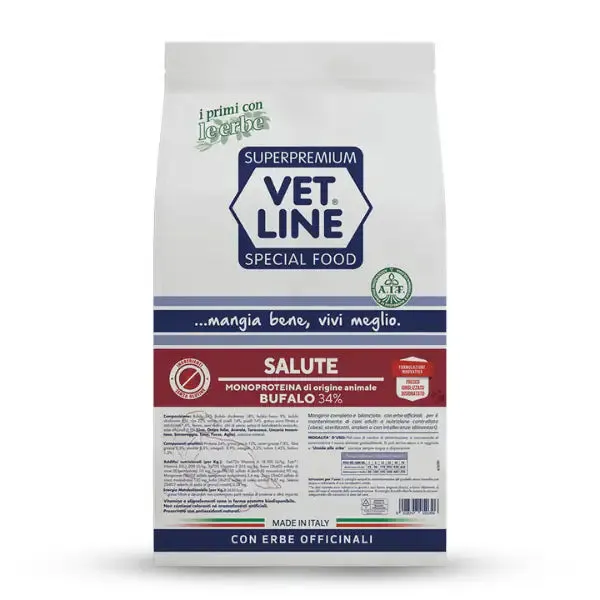 Vet Line Secco Monoproteico Cane Salute Bufalo 12,5 kg - Crocchette monoproteiche cane