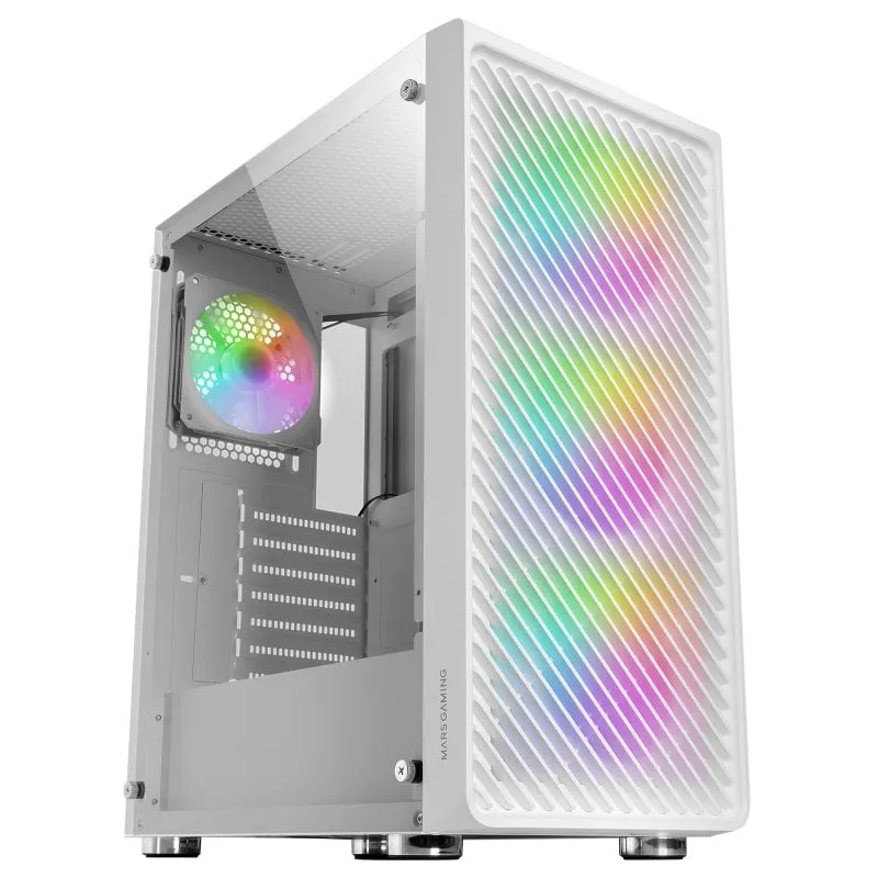 Mars Gaming MC-F ARGB Semitorre in vetro temperato USB 3.2 Bianco