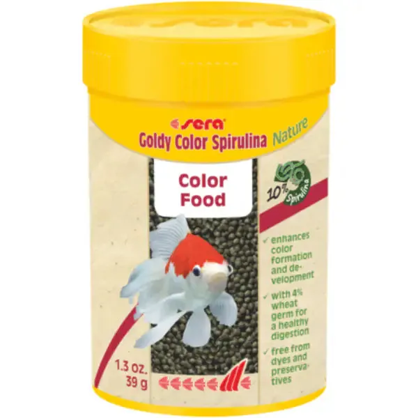 Sera Goldy Color Spirulina Nature mangime in granuli per colorazione per pesci rossi grandi o d'acqua fredda 39 gr (100 ml)