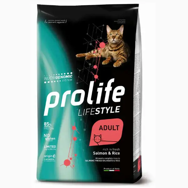 Prolife Lifestyle Gatto Adult Salmone e Riso 7 kg - Croccantini per gatti