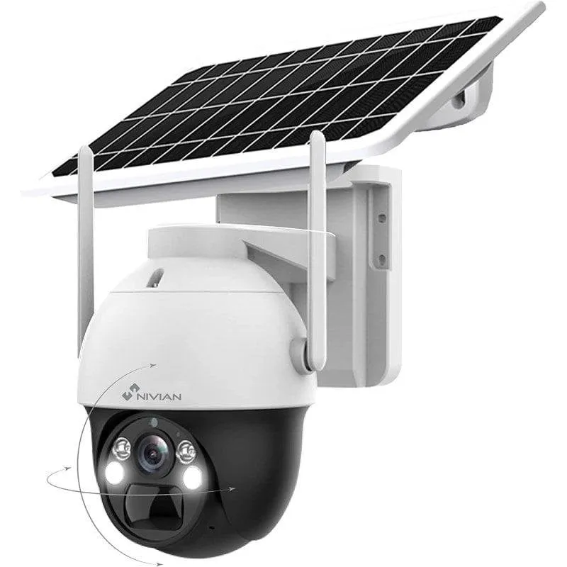 Videocamere di sorveglianza Nivian 2K Visione Notturna Esterna Rilevamento IA Pannello Solare Audio Bidirezionale
