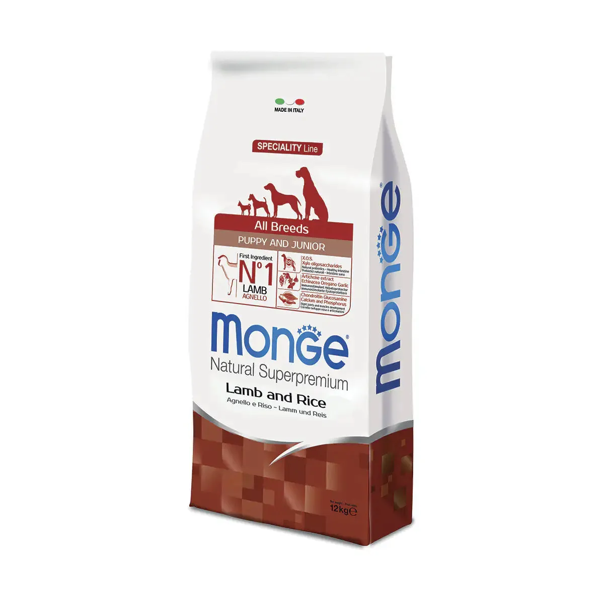 Monge Natural Superpremium Puppy & Junior Agnello e Riso 12 kg - Crocchette monoproteiche cane