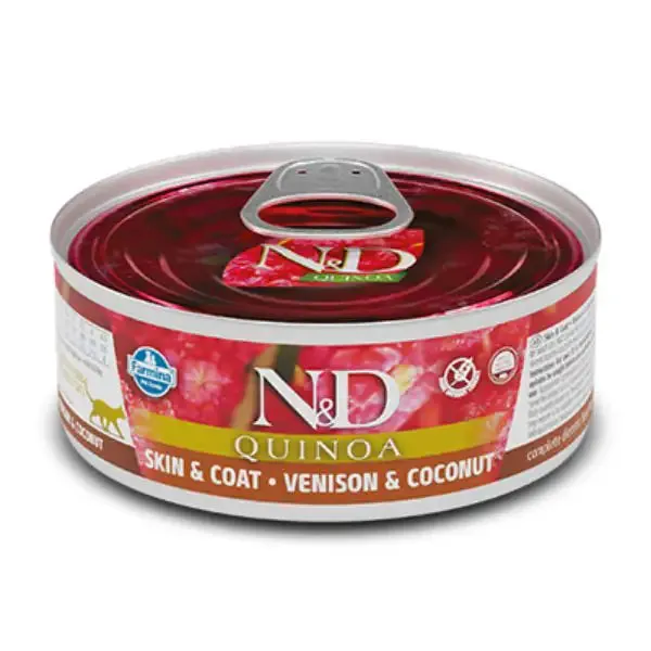 Farmina N&D Quinoa Feline Umido 80 gr Cervo e Cocco - confezione da 24 pezzi - Cibo umido per gatti