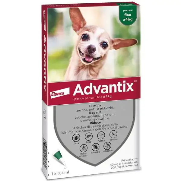 Advantix antiparassitario Spot-On per cani 1 pipetta peso fino a 4 kg - Antiparassitario per cani