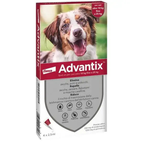 Advantix antiparassitario Spot-On per cani 4 pipette peso 10-25 kg - Antiparassitario per cani
