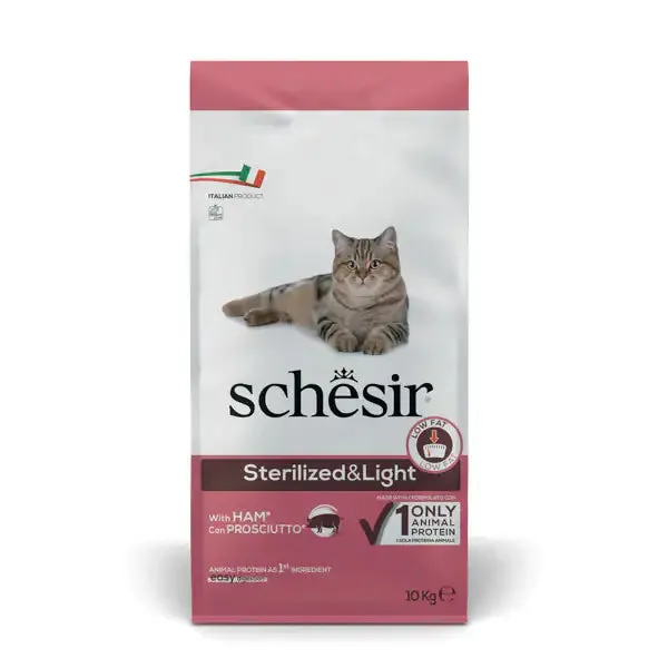 Schesir Cat Dry Sterilized and Light Prosciutto 10 kg - Croccantini per gatti