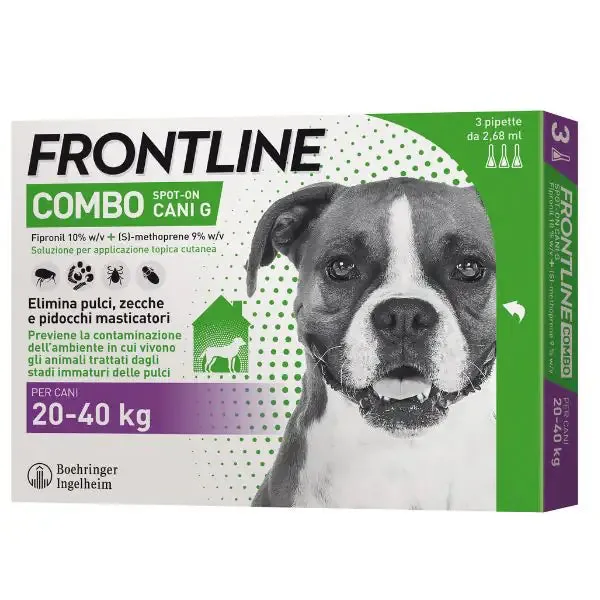 Frontline Combo Spot-On antiparassitario per cani 3 pipette peso 20-40 kg - Antiparassitario per cani