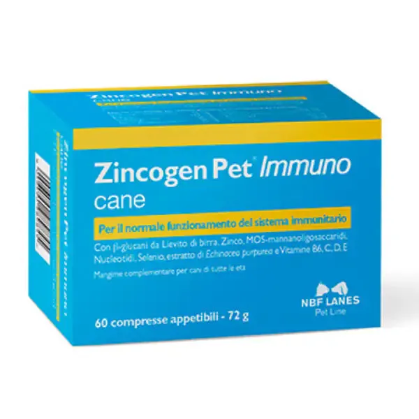 NBF Lanes Zincogen Pet Immuno supporto immunitario Compresse per cani 60 Compresse - Integratori per cani