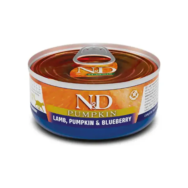 Farmina N&D Pumpkin Feline Umido 70 gr Agnello e Mirtilli - confezione da 24 pezzi - Cibo umido per gatti