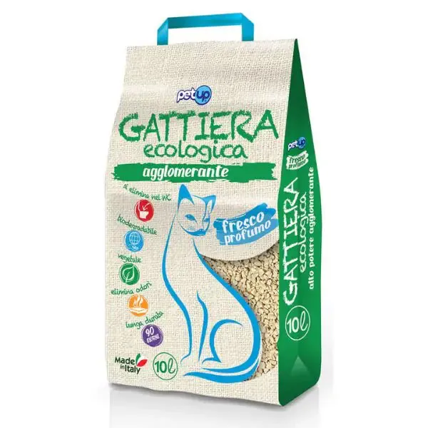 Lettiera ecologica vegetale fresco profumo Gattiera PetUp 10 litri (5,2 kg) - Lettiera vegetale