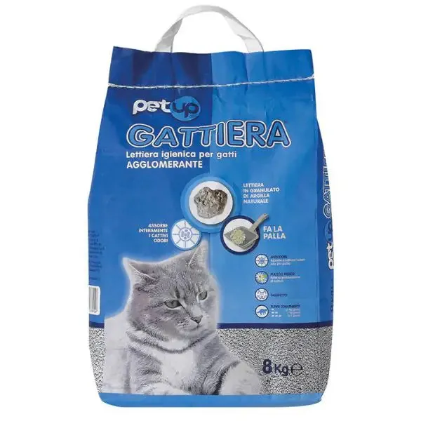 Lettiera igienica agglomerante argilla naturale Gattiera PetUp 8 litri (8 kg) - Lettiera agglomerante