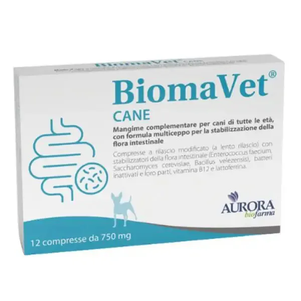 Aurora Biofarma Biomavet Stabilizzatore flora intestinale Cane Compresse per cani 12 Compresse peso inferiore a 20 kg - Integratori per cani