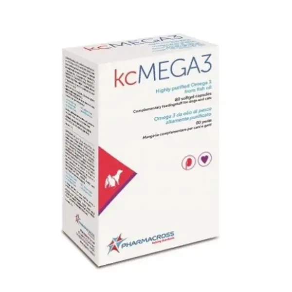 Abiovet KcMega3 Malattia renale cronica in Perle softgel per cani e gatti 80 Perle - Integratori per cani