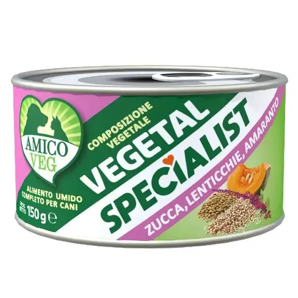 Amico Veg Specialist umido vegetale 150 gr Zucchine, lenticchie e amaranto - Cibo umido per cani