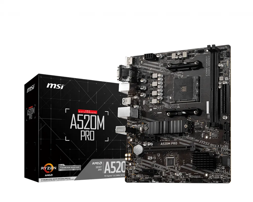 Msi Mb Amd A520, A520m Pro, AM4, 2ddr4, 1pci-Ex16, 1M2, 4sata3, 6usb3 A520m PRO