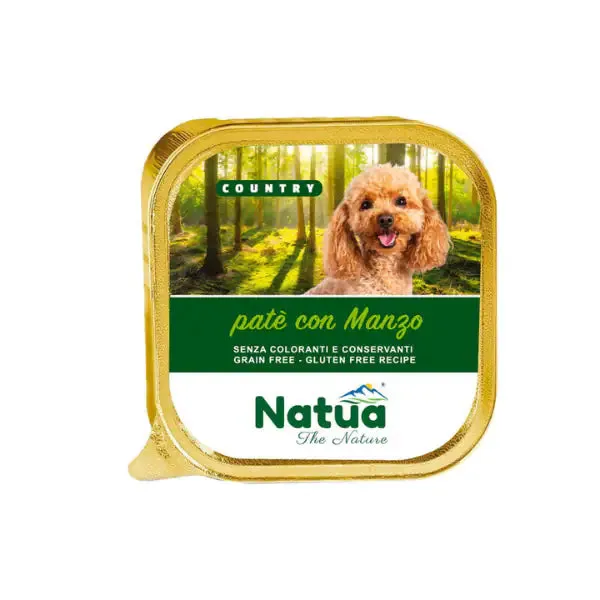 Natua Country Dog Adult Patè Grain Free 100 gr Manzo - confezione da 6 pezzi - Cibo umido per cani