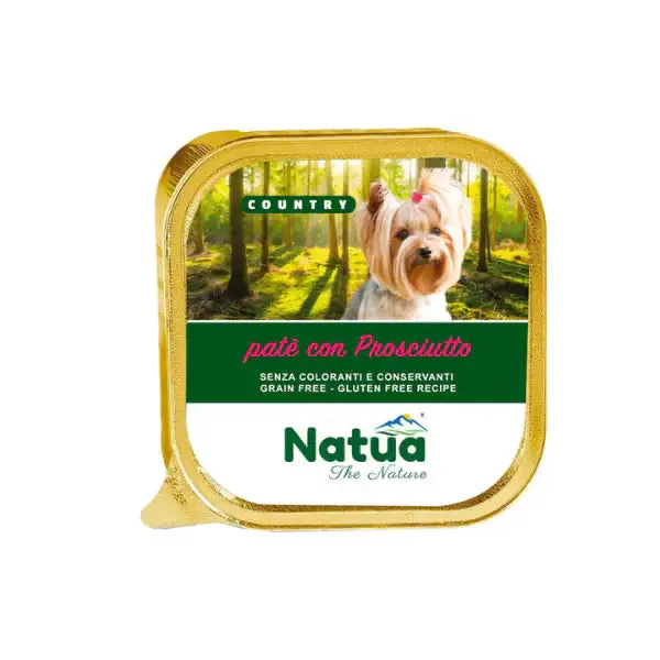 Natua Country Dog Adult Patè Grain Free 100 gr Prosciutto - confezione da 6 pezzi - Cibo umido per cani