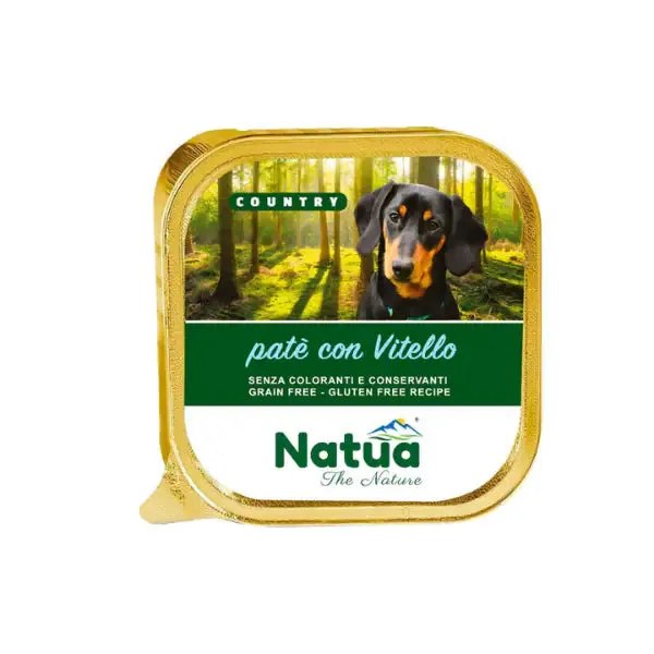 Natua Country Dog Adult Patè Grain Free 100 gr Vitello - confezione da 6 pezzi - Cibo umido per cani