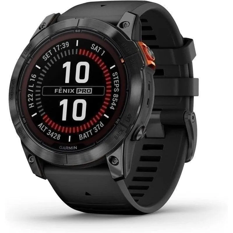 Garmin Fénix 7X Pro Solar GPS NFC 51mm Grigio Cinturino Nero Resistenza 10ATM SpO2