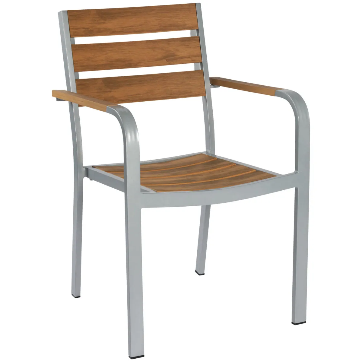 2x PULSIVA Sedia da esterno impilabile Resistance con braccioli; 54.5x58x85 cm (LxPxH); seduta marrone, struttura grigio; 2 pz. / Pacco