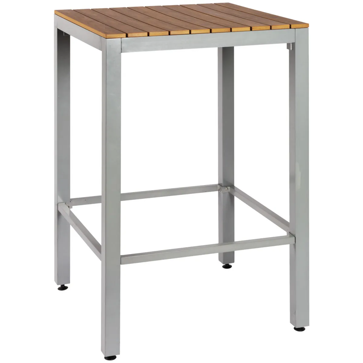 PULSIVA Tavolo alto da esterno Resistance; 70x70x110 cm (LxLxH); Piano tavolo marrone, struttura grigio; quadrata