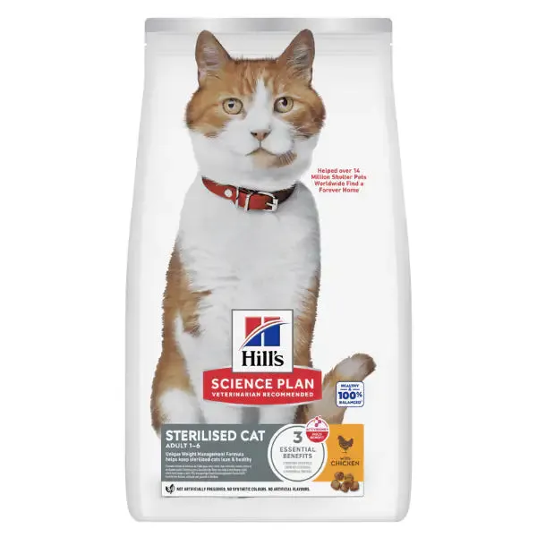 Hill's Science Plan Adult Sterilised Cat Alimento per Gatti al Pollo 10 kg - Croccantini per gatti