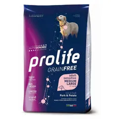 Prolife Grain Free Cane Adult Sensitive Medium/Large Maiale e Patate 10 kg - Crocchette monoproteiche cane