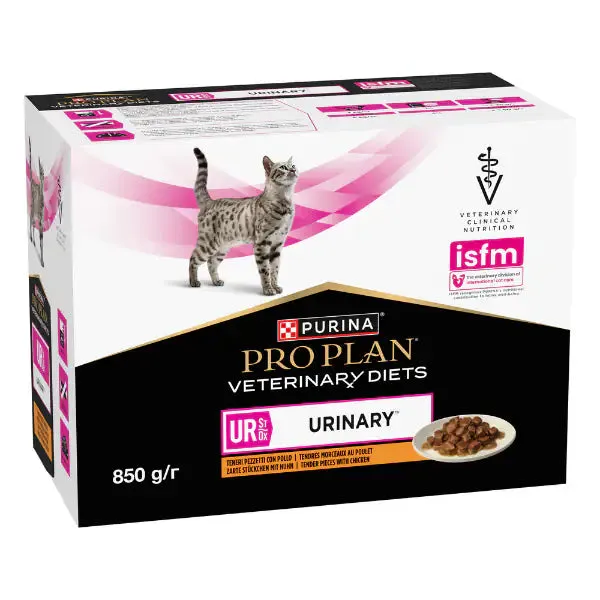 Purina Veterinary Diets UR Urinary Multipack 10x85 gr Pollo - Dieta veterinaria per gatti