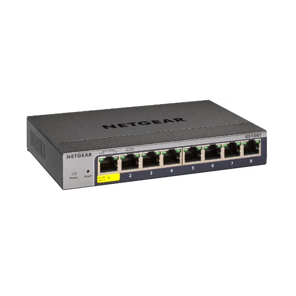 Netgear Switch Gigabit Smart Managed Pro A 8 Porte Con Gestione Cloud Offre Connettività Ad Alta Velocità Per Reti Wireless Convergenti E Mobilità GS108T-300PES