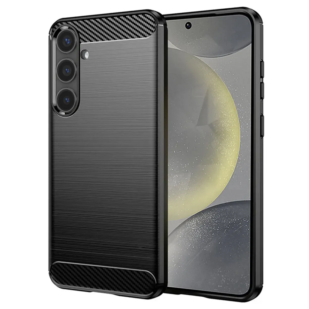 Custodia per Samsung Galaxy S24 S921, Techsuit, Carbonio, Nera