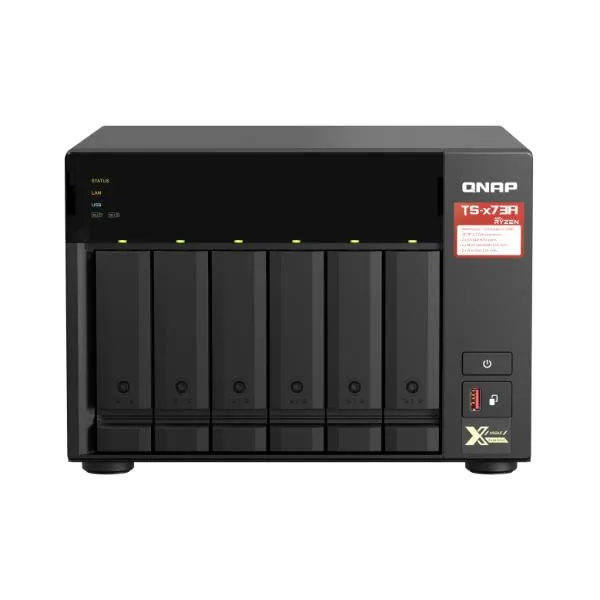 Qnap 6-BAY NAS Amd Ryzen V1000 Series V1500B 4C/8T 2.2GHZ 8GB DDR4 RAM (2X Sodimm Slots Max. 64GB Optional Ecc RAM Support) 6X Sata 6GB/S TS-673A-8G