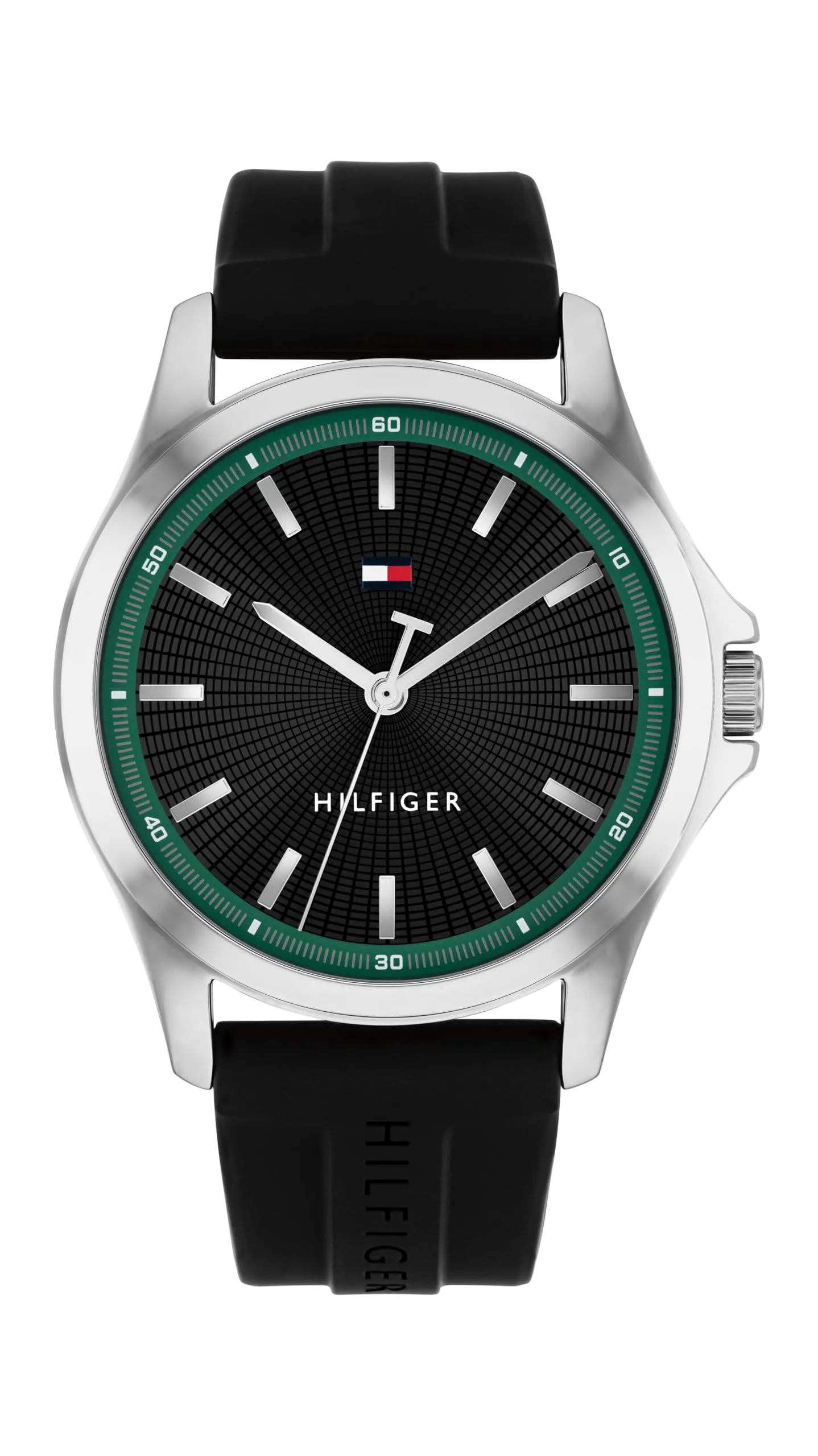 Orologio analogico al quarzo Tommy Hilfiger da uomo con cinturino in silicone nero