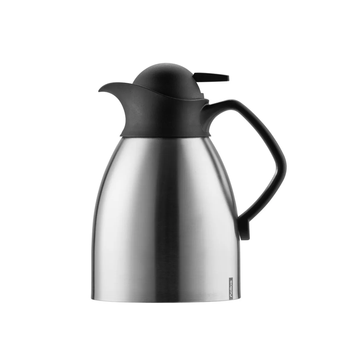 helios caraffa termica in acciaio inox Enduro Push ; 1000 ml, 13.6x21.12 cm (ØxH); argento/nero