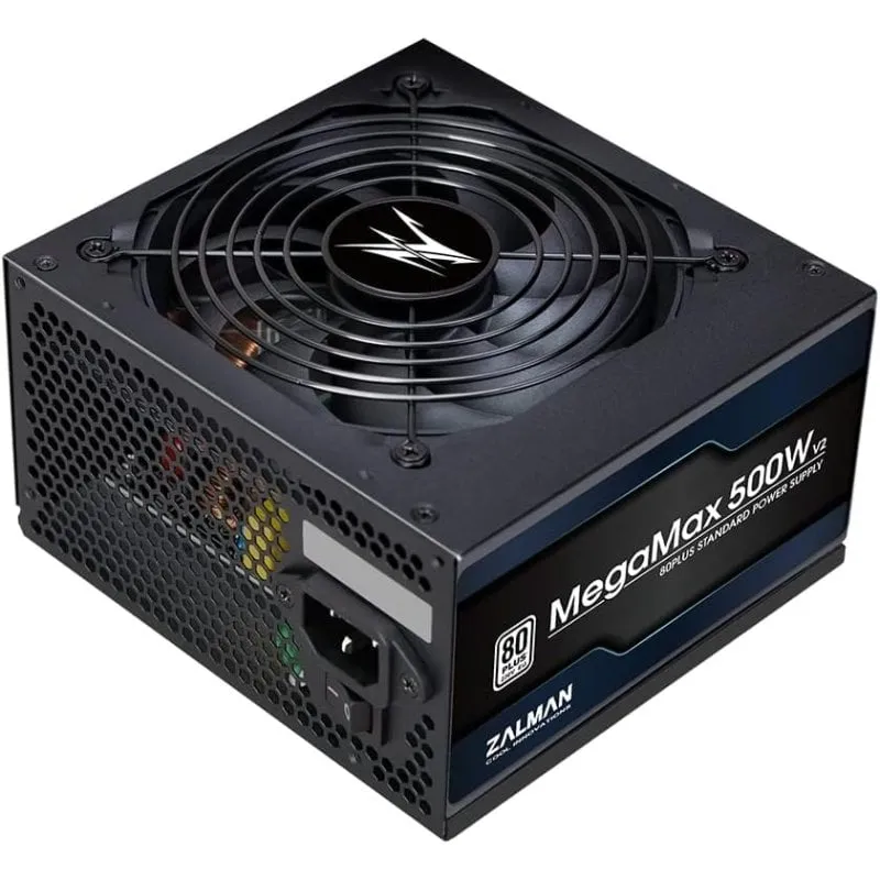 Zalman ZM500-TXII V2 MegaMax 80PLUS 230V EU STANDARD Certified high efficiency PCI-E alimentatore per computer 500 W 20+4 pin ATX Nero