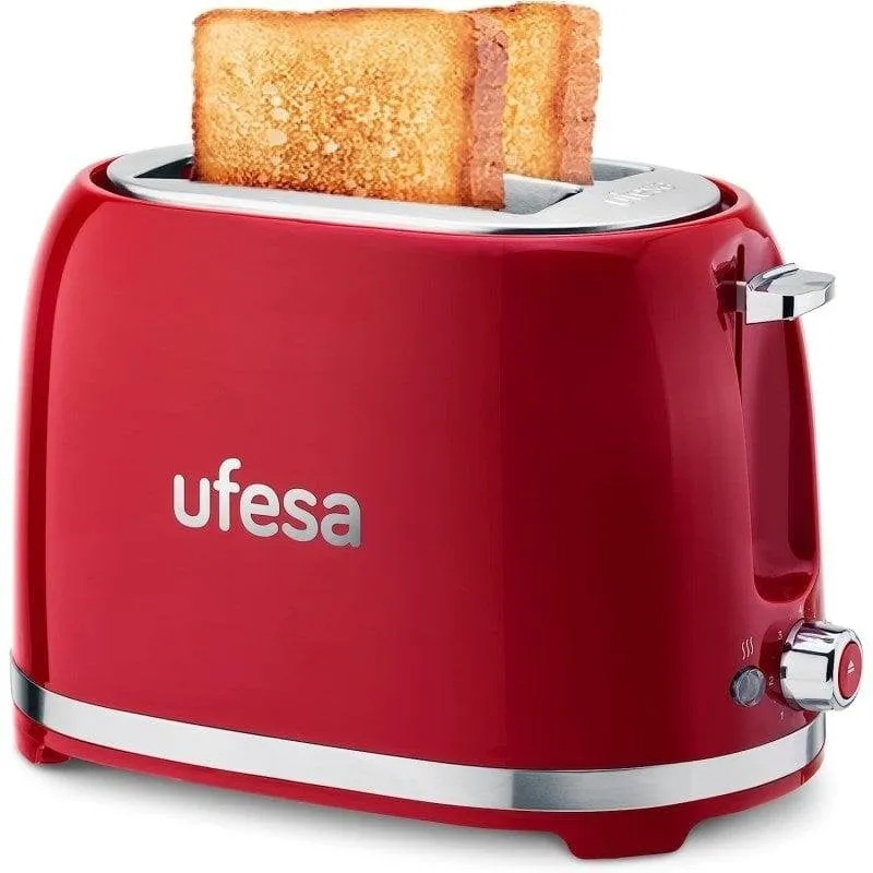 Tostapane vintage Ufesa Classic Pinup 2 fessure larghe 850W 7 livelli rosso