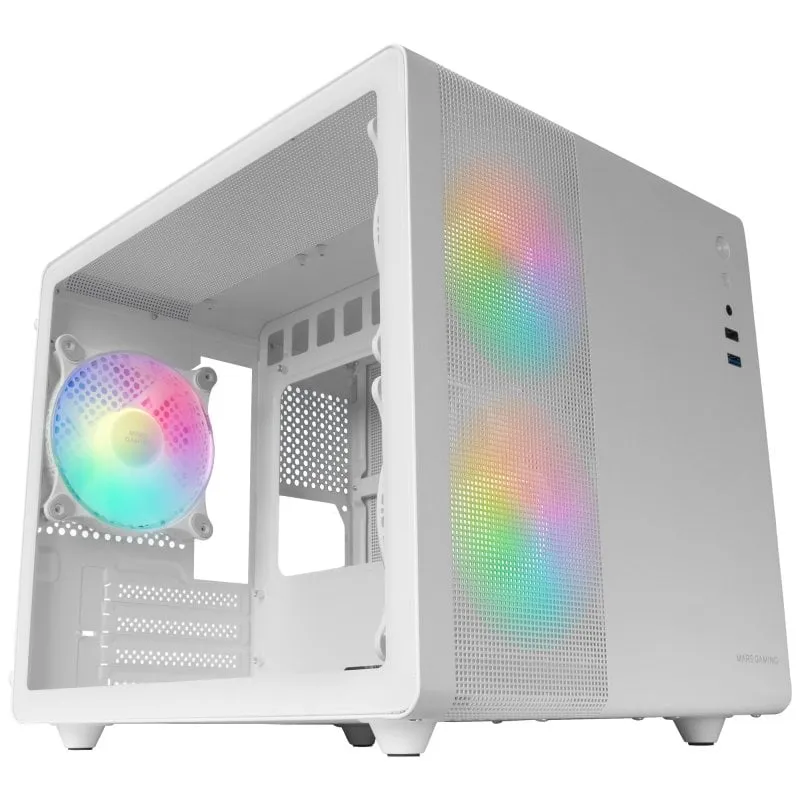 Mars Gaming MC-400 FRGB MicroATX Vetro temperato USB 3.0 Bianco