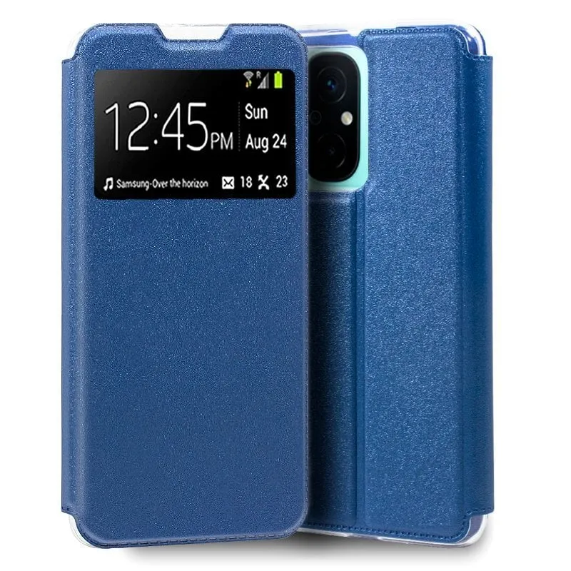 Custodia Flip Cover blu tinta unita per Xiaomi Redmi 12C