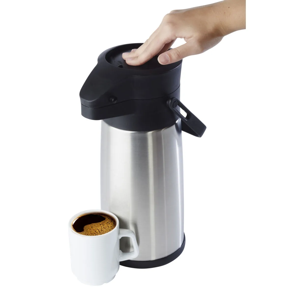 APS Caraffa termica a pompa BUDGET, 2,2 litri; 2200 ml, 13.5x32.5 cm (ØxH); nero/argento; rotonda