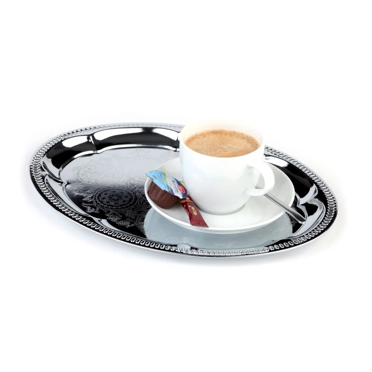 APS Vassoio da servizio KAFFEEHAUS; 31x23x1.5 cm (LxLxH); argento; ovale