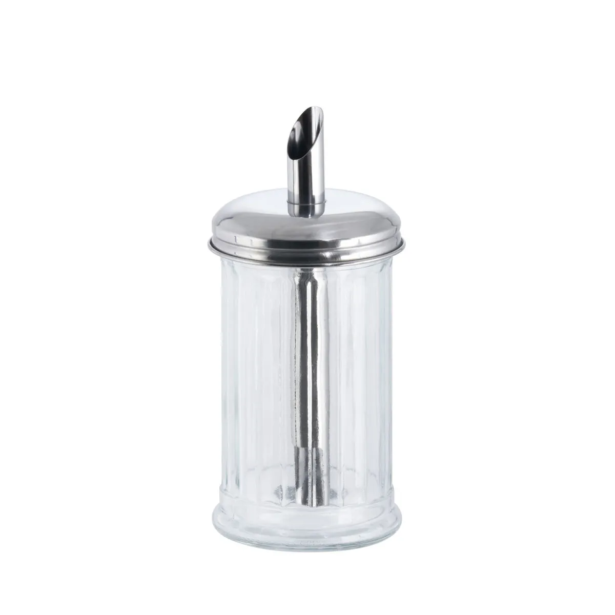 APS Dosatore zucchero con tubo di dosaggio; 320 ml, 7.5x13.5 cm (ØxH); argento/trasparente; rotonda