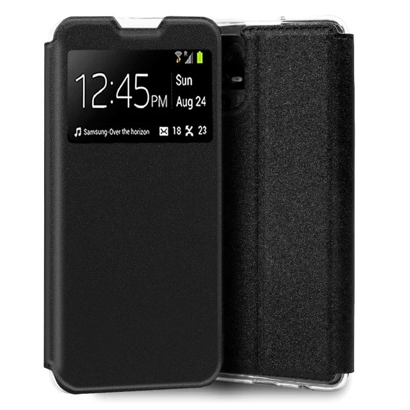 Custodia Flip Cover liscia nera fresca per TCL 40R 5G