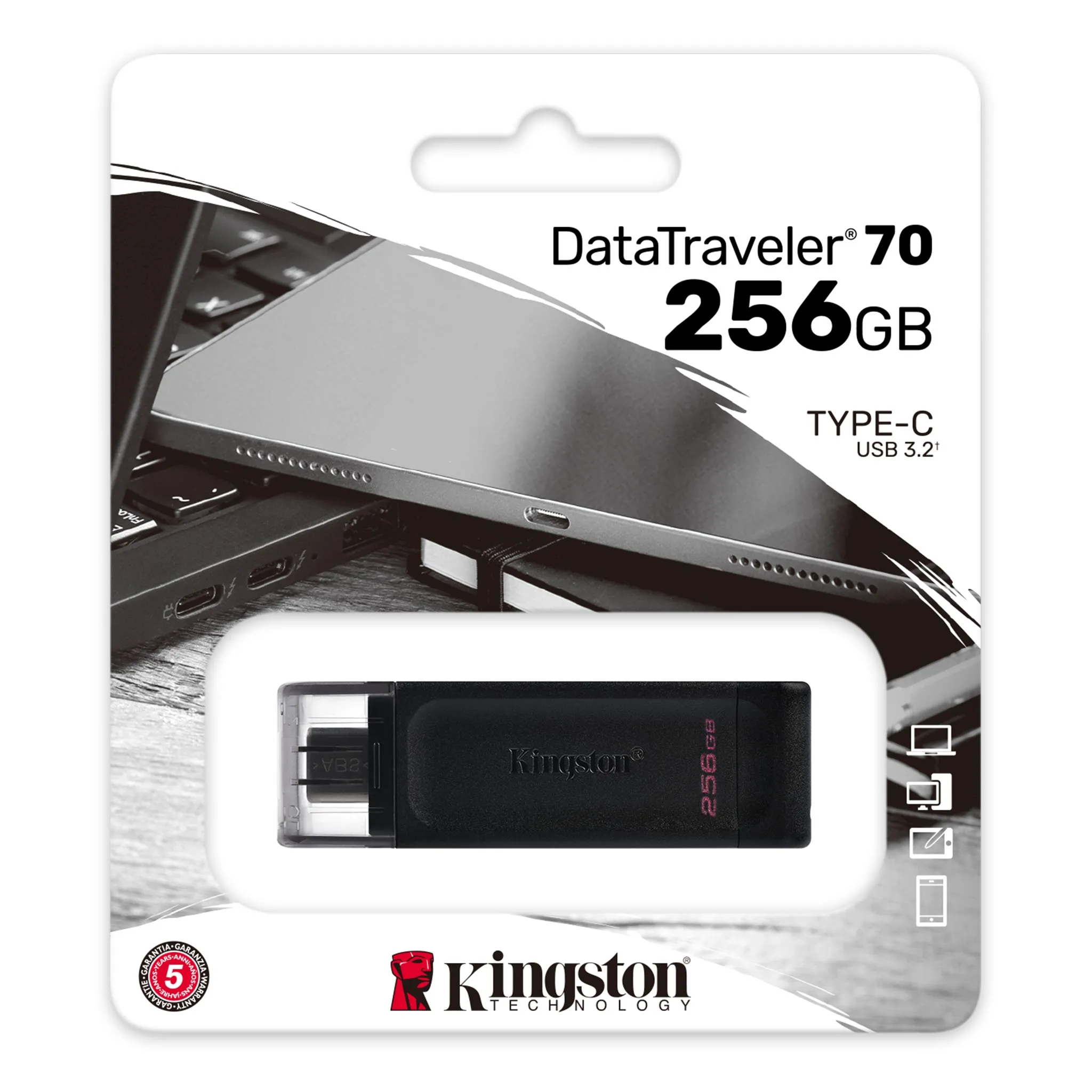 Memoria Esterna USB-C Kingston DT70, 256Gb DT70/256GB