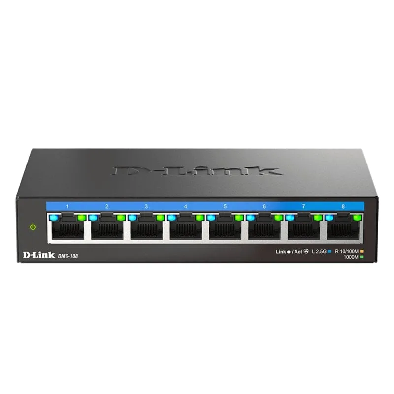 D-Link DMS-108 Non gestito 2.5G Ethernet (100/1000/2500) Nero